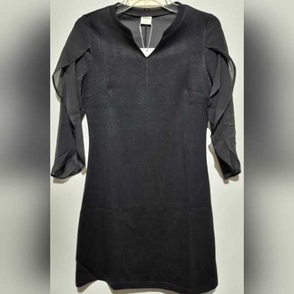 Elegant Black Dress with Sheer Sleeves. NWT - Picture 5 of 9